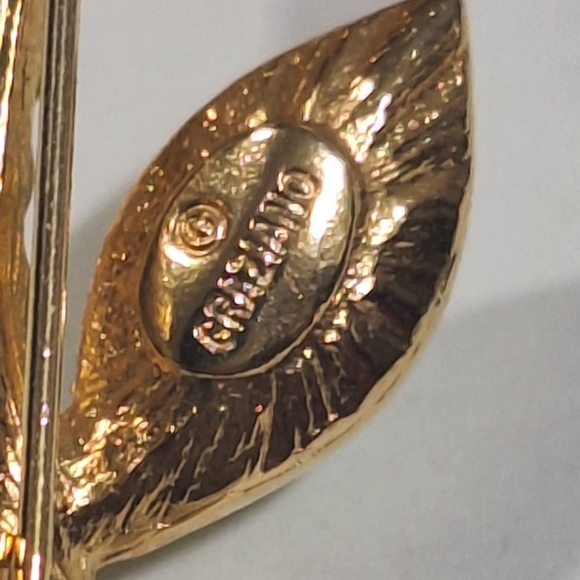 Vintage GRAZIANO Large Colorful Flower Brooch Pin 3" Uranium Glass Gold Tone - Picture 6 of 13